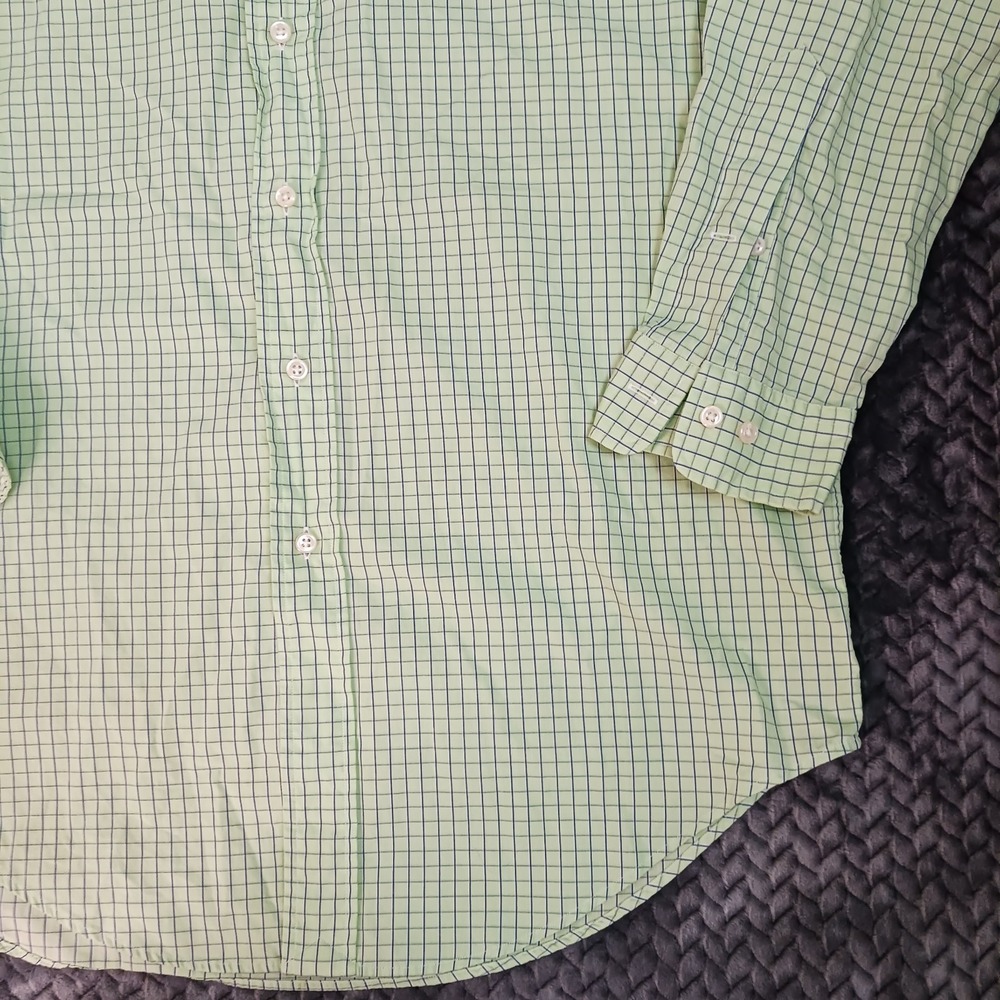 Ralph Lauren Yarmouth 100% Cotton Button Up Long Sleeve Plaid Design Green Sz 15 - Picture 5 of 10
